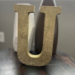 Gold Glitter Letter U